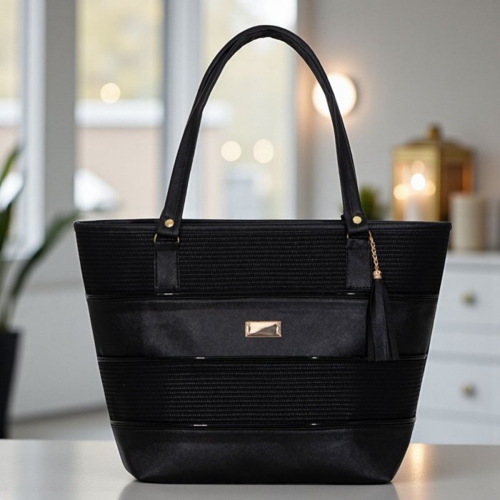 Bolsa negro tote amplia – uso diario y oficina