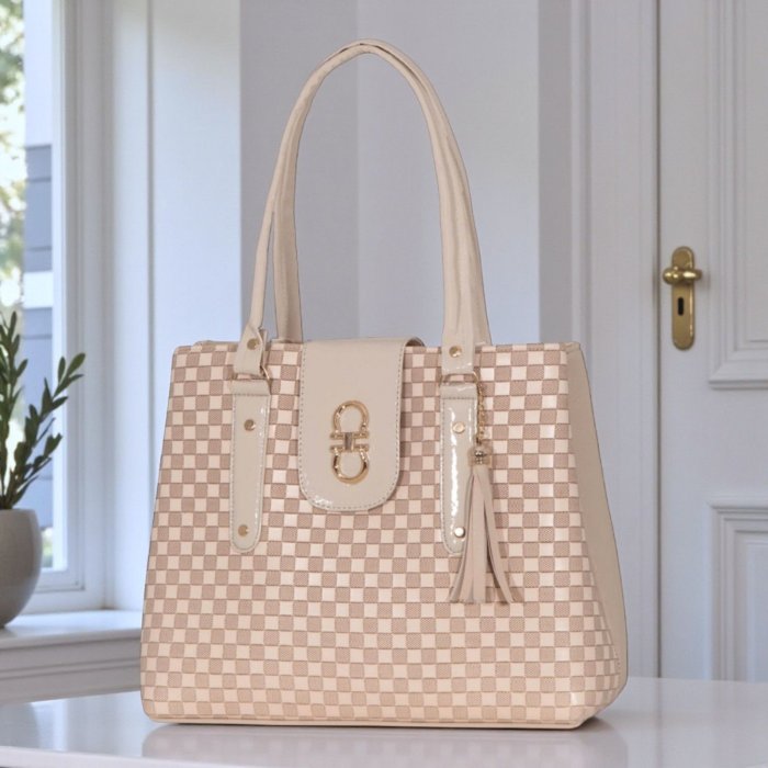 Bolsa cuadri beige tote elegante – uso diario y oficina