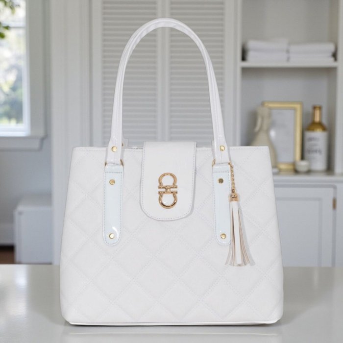 Bolsa blanca tote elegante – uso diario y oficina