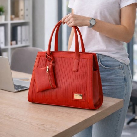 Bolsa roja tote moderna – uso diario, viajes y oficina