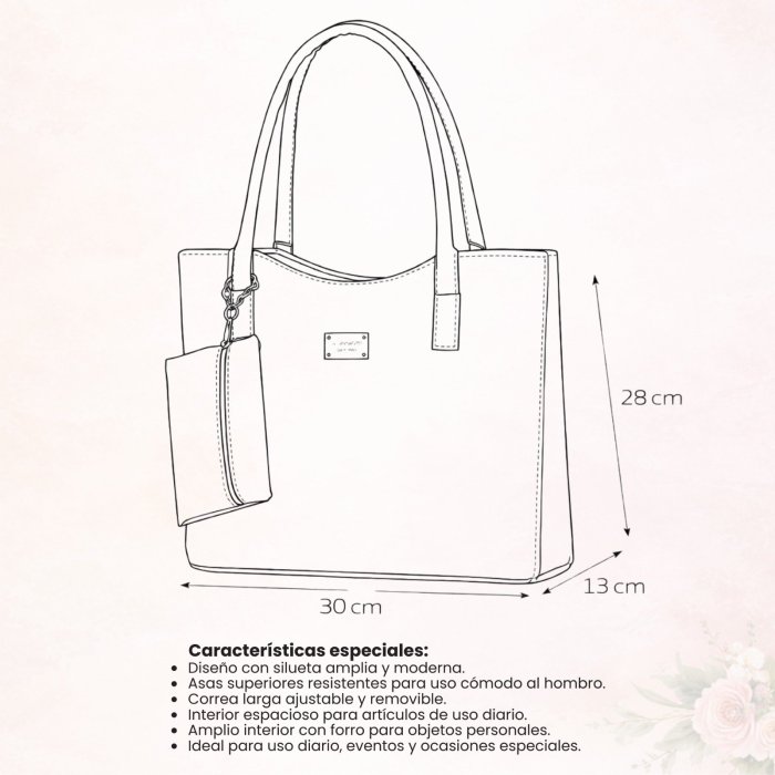 Bolsa negra elegante con monedero – ideal para oficina y diario