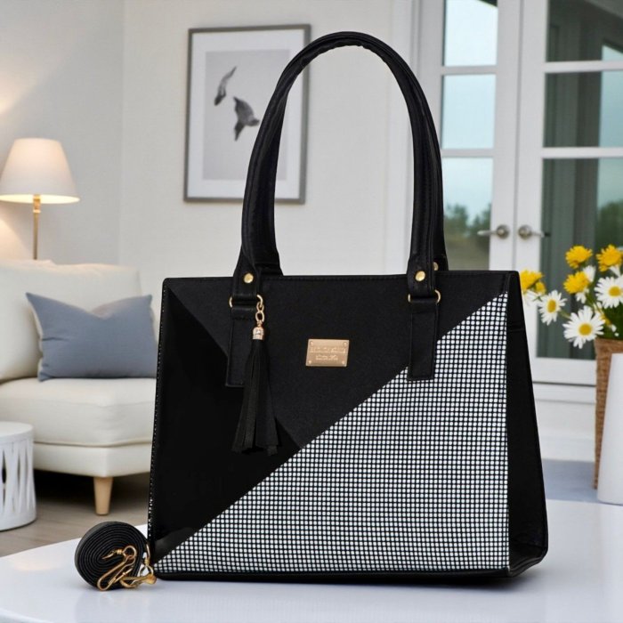 Bolsa cuadri negro tote elegante – ideal para oficina y uso diario