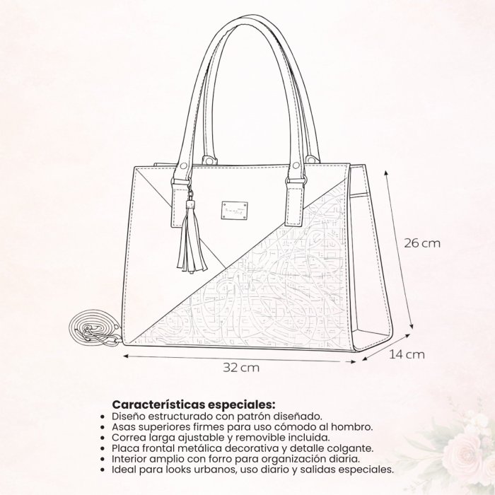 Bolsa cuadri negro tote elegante – ideal para oficina y uso diario