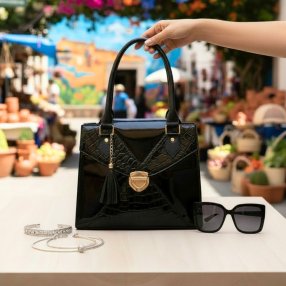 Bolsa negra de mano elegante – ideal para uso diario y oficina