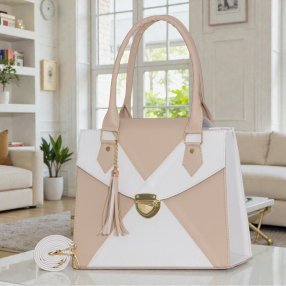 Bolsa blanco camel de mano elegante – ideal para uso diario y oficina