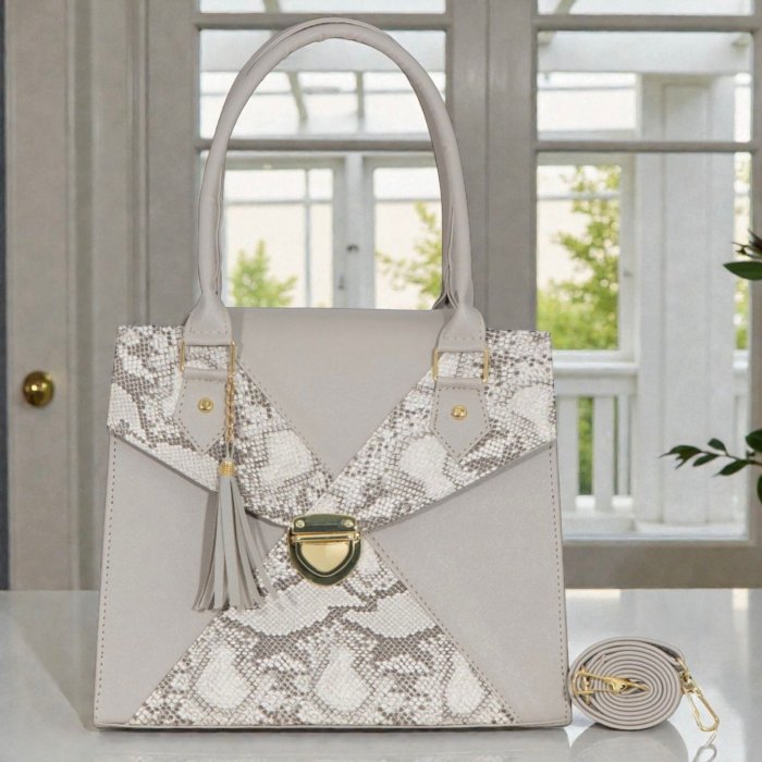 Bolsa gris de mano elegante – ideal para uso diario y oficina