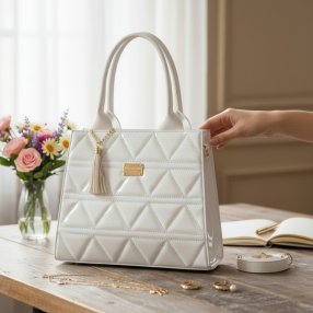 Bolsa blanca de mano metálica – ideal para fiestas y eventos