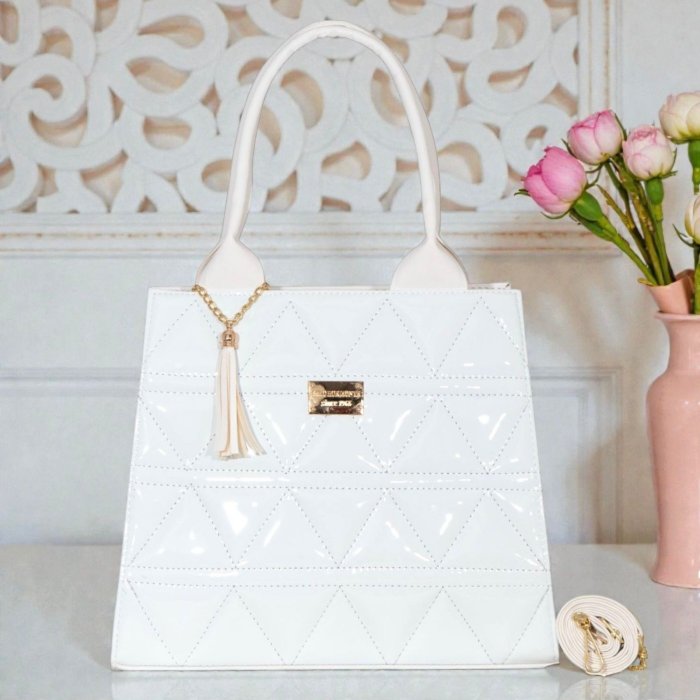 Bolsa blanca de mano metálica – ideal para fiestas y eventos