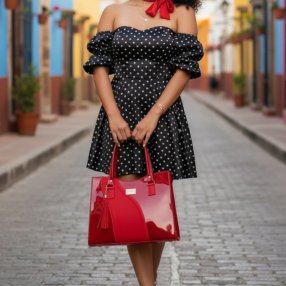 Bolsa charol rojo tote combinada – ideal para uso diario y oficina
