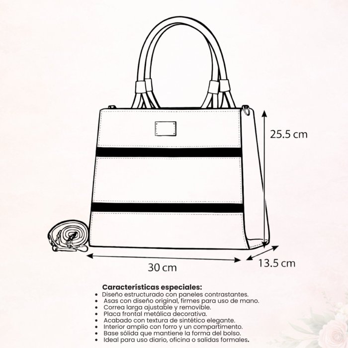 Bolsa de mano negra estructurada – ideal para trabajo y uso diario