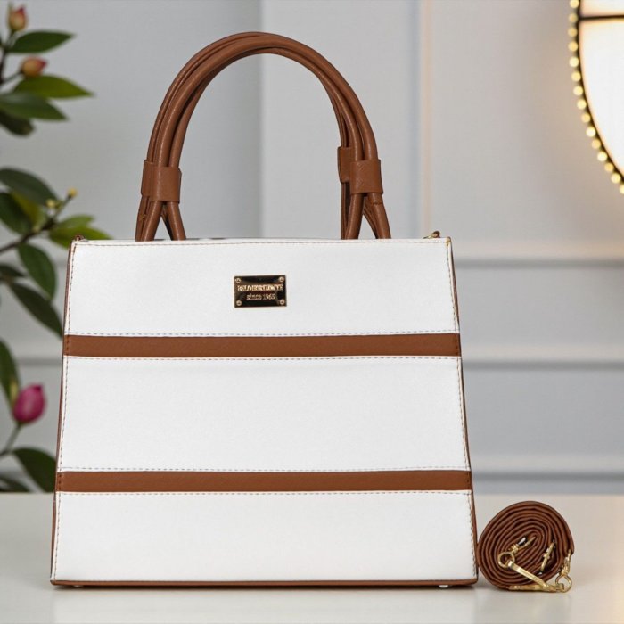 Bolsa de mano blanca estructurada – ideal para trabajo y uso diario