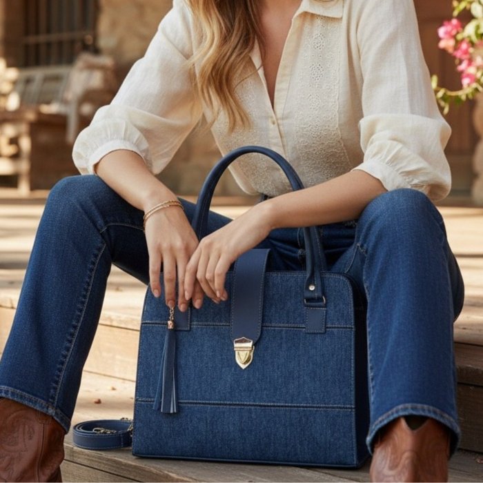 Bolsa de mano mezclilla elegante – ideal para oficina y uso diario