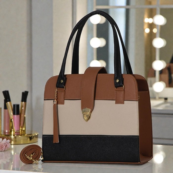Bolsa de mano camel elegante – ideal para oficina y uso diario