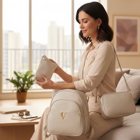 Set de mochila blanco y cosmetiqueras – ideal para uso diario