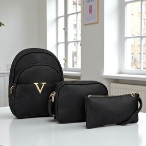 Set de mochila negro y cosmetiqueras – ideal para uso diario