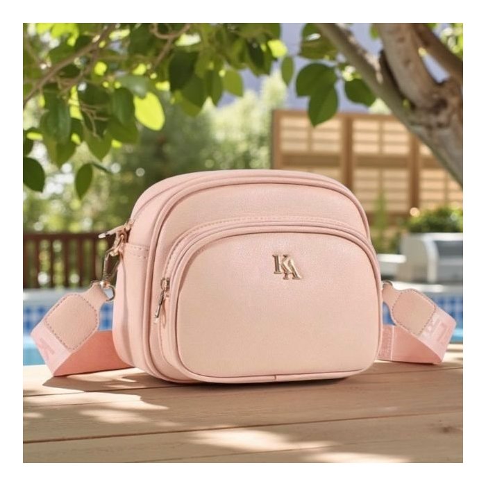 Bolsa crossbody rosa compacta – ideal para uso diario