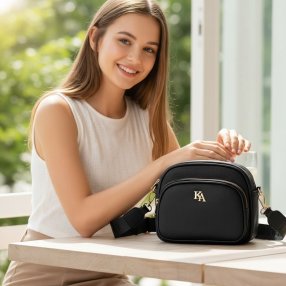 Bolsa crossbody negro compacta – ideal para uso diario