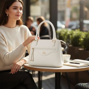 Bolso blanco Liso Con Jaladera Doble Compartimento KA