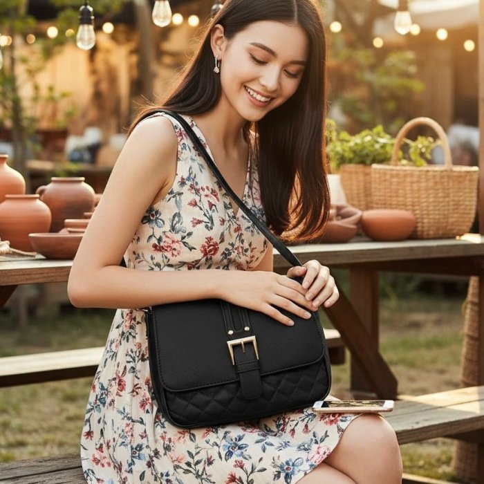 Crossbody negra moderna – ideal para uso diario y salidas