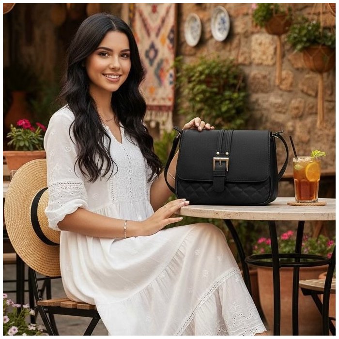 Crossbody negra moderna – ideal para uso diario y salidas
