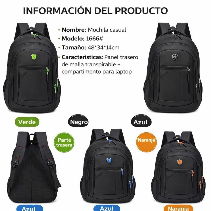 Mochila casual multiusos con compartimentos – diseño funcional