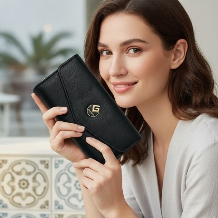 Cartera tipo sobre para dama, elegante y práctica