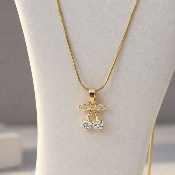 Collar de Acero Inoxidable con Dije de Cerezas | Jewelry Fino Antialér