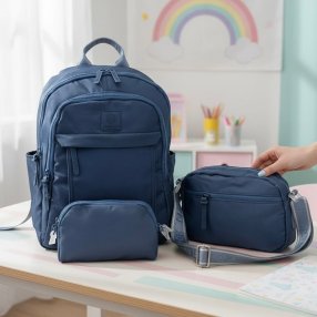 Set de mochila con bolso y cosmetiquera, práctico y moderno