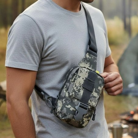 Pechera crossbody para caballero compacta y funcional