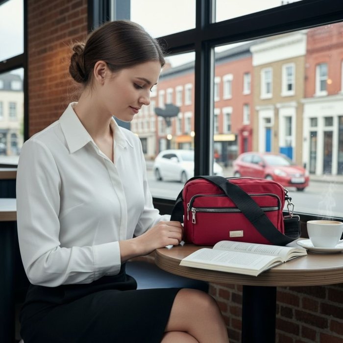 Bolso crossbody compacto con múltiples compartimentos