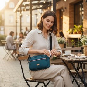 Bolso crossbody jade compacto con múltiples compartimentos