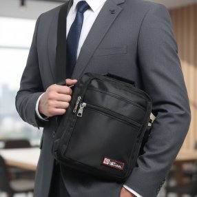 Bolso crossbody para caballero con múltiples compartimentos