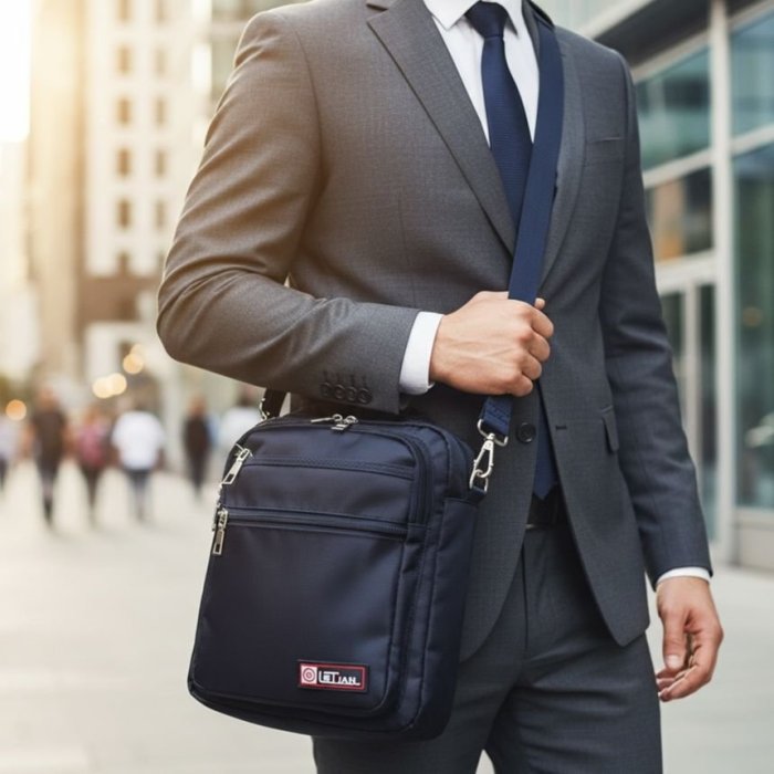 Bolso crossbody para caballero con múltiples compartimentos