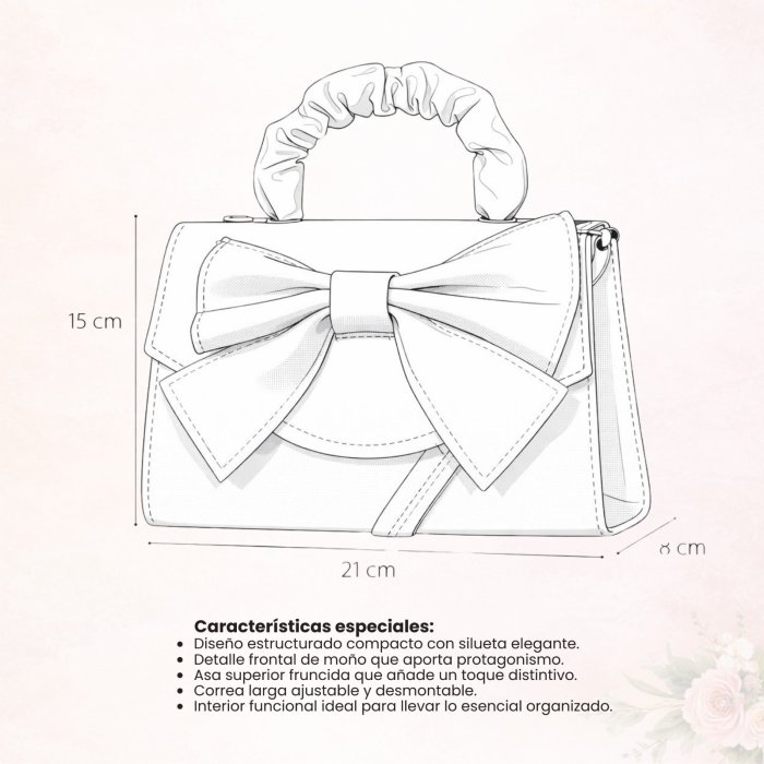 Cross rosa de mano con moño decorativo, elegante y femenina