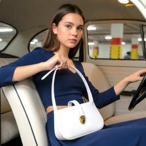 Cross blanca shoulder compacta con acabado texturizado