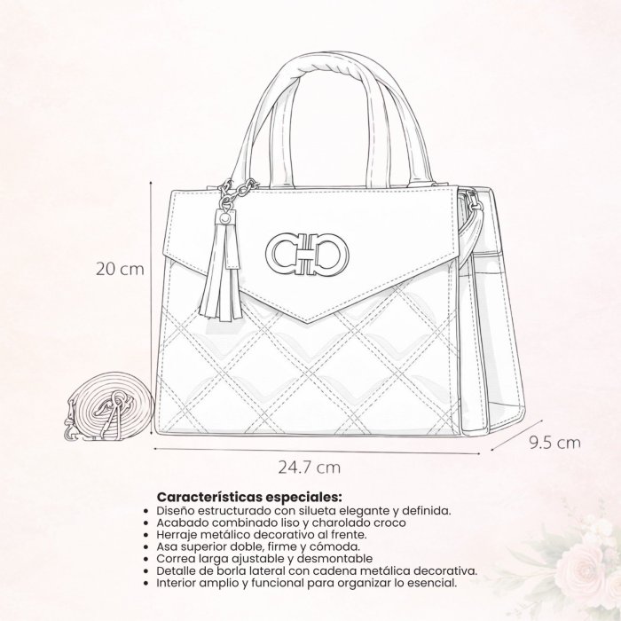 Bolsa cross rojo estructurada con detalle metálico y borla