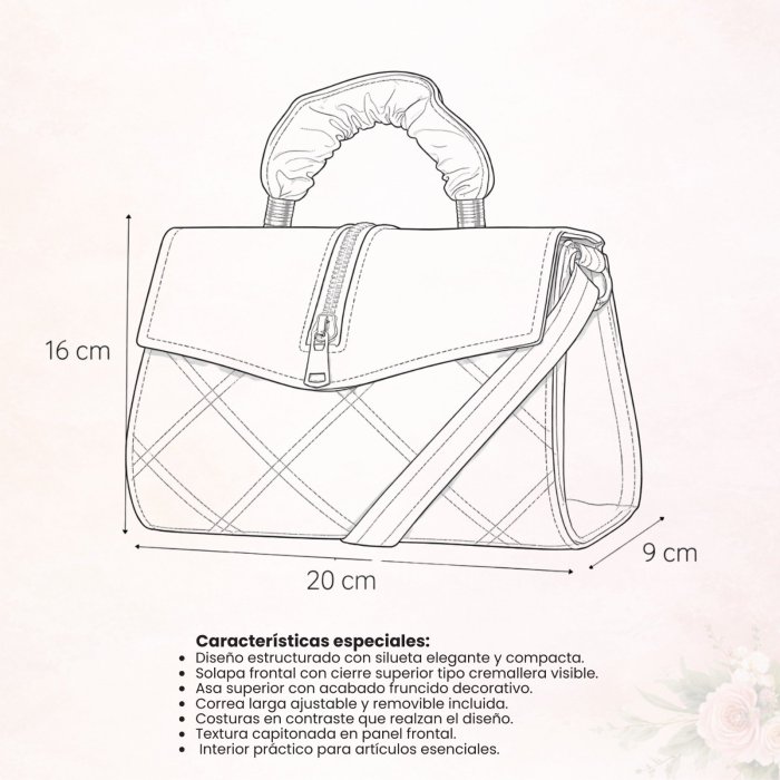 Cross fucsia estructurada con cierre decorativo y diseño acolchado