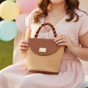 Cross camel estilo natural elegante con asa trenzada