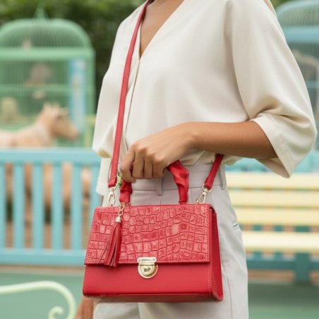 Cross rojo estructurada elegante con acabado texturizado