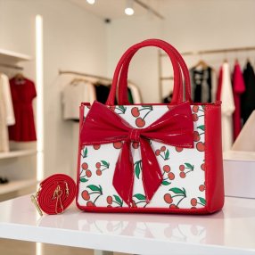 Cross cerezas estructurada con detalle de moño al frente