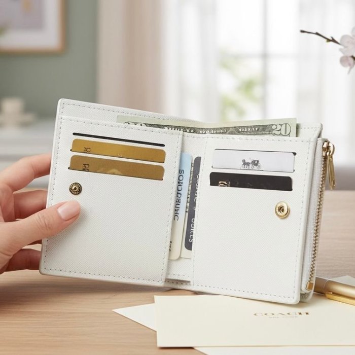 Cartera black tipo tarjetero para dama con cierre compacto