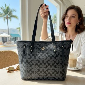 Bolsa tote negro para dama ligera y de diseño sencillo