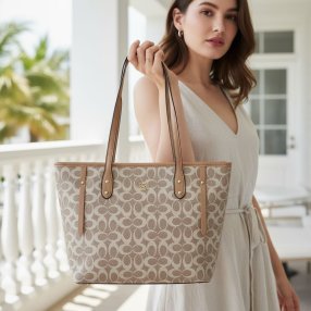 Bolsa tote khaki para dama ligera y de diseño sencillo