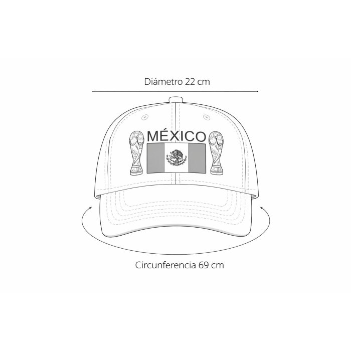 Gorra blanca para aficionados del fútbol México Mundial 2026