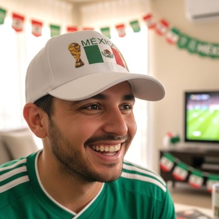 Gorra blanca para aficionados del fútbol México Mundial 2026