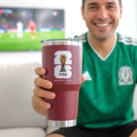 Vaso rojo térmico Mundial 2026 FIFA acero inoxidable
