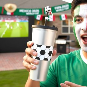Vaso futbolero con popote Mundial 2026