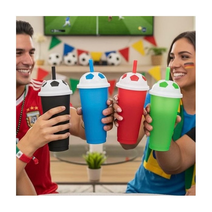 pqte 4 vaso futbolero con popote Mundial 2026