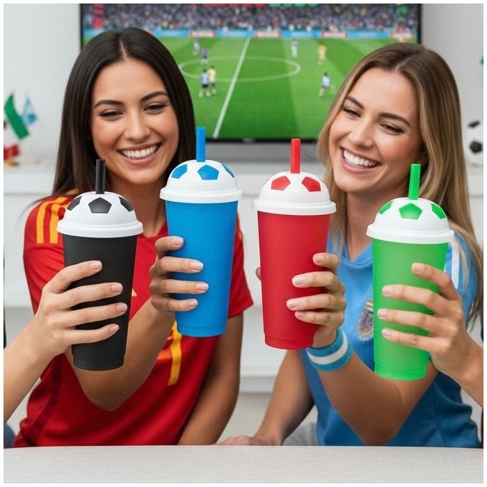 pqte 4 vaso futbolero con popote Mundial 2026