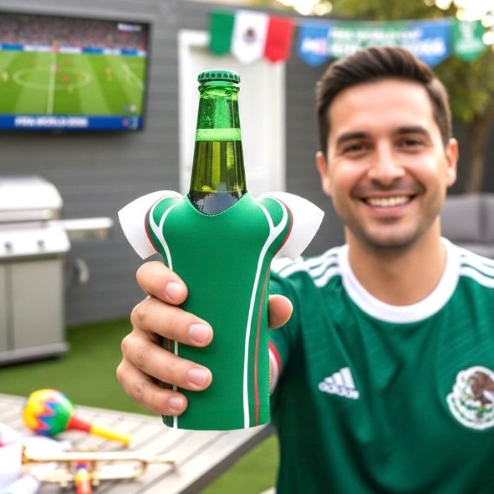 Porta cerveza playera fútbol Mundial 2026